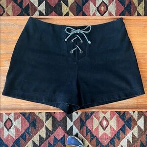 Y2K vintage Express Black Lace-Up microsuede  Shorts